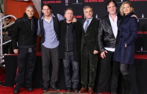 Taratino acompañado por varios actores de su último film, como Tim Roth, Channing Tatum, Zoë Bell y Christoph Waltz.