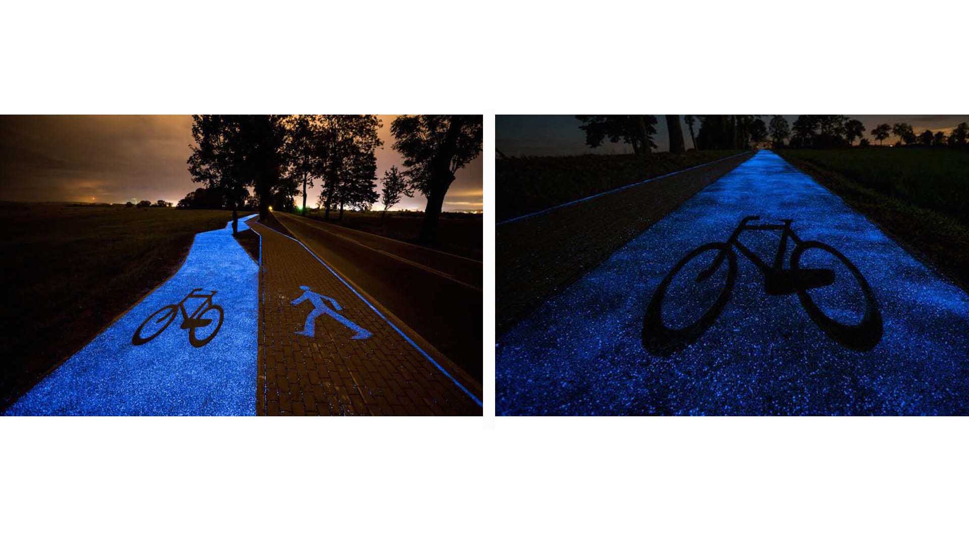 El carril que se asemeja al cielo estrellado permitirá a los ciclistas pedalear durante la noche sin temor a sufrir algún accidente producto de la oscuridad