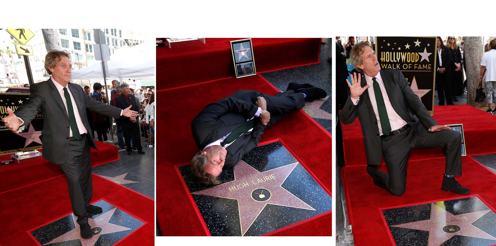 El actor británico, Hugh Laurie recibió la estrella número 2 mil 593 del famoso bulevar de Hollywood