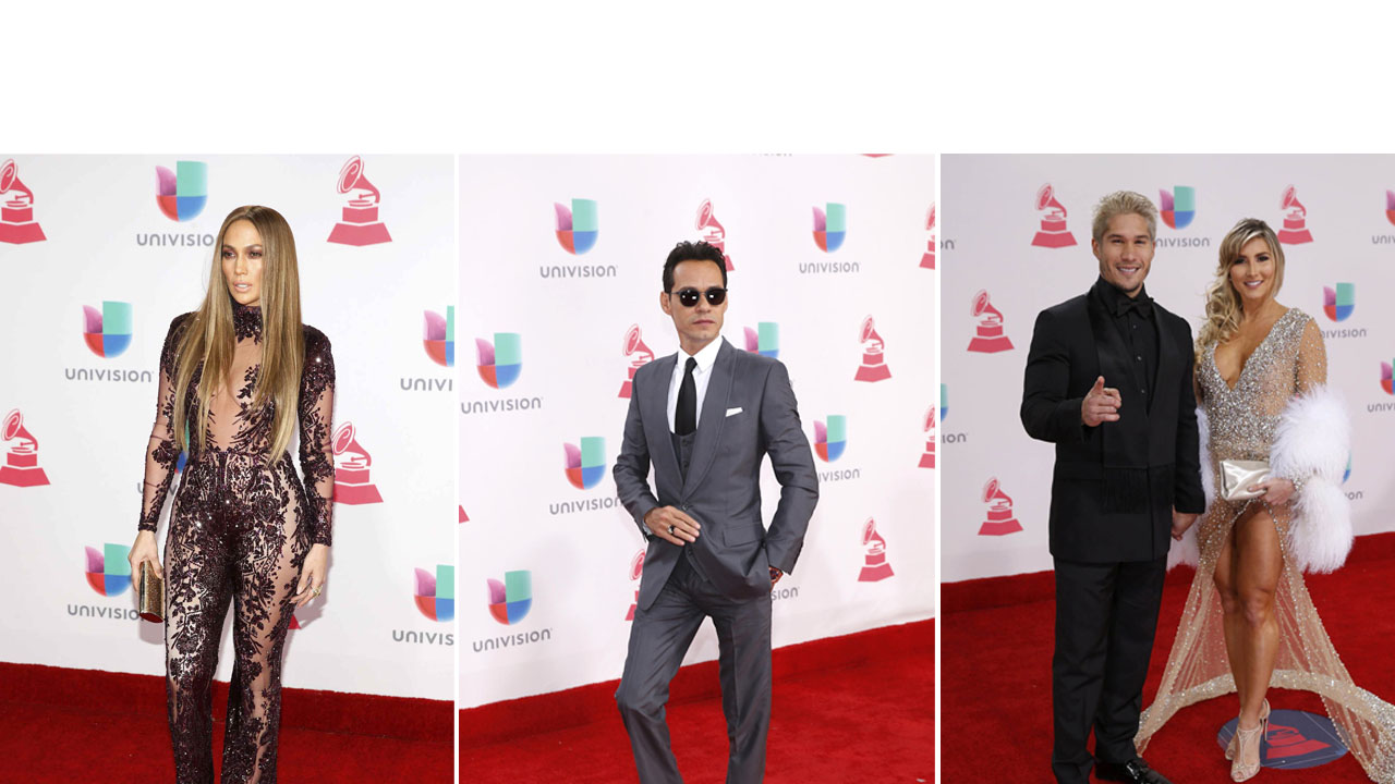 Jennifer López, Marc Anthony, Jesús "Chino" Miranda y su pareja Natasha Araos, fueron parte de los famosos que desfilaron en la alfombra roja del evento musical