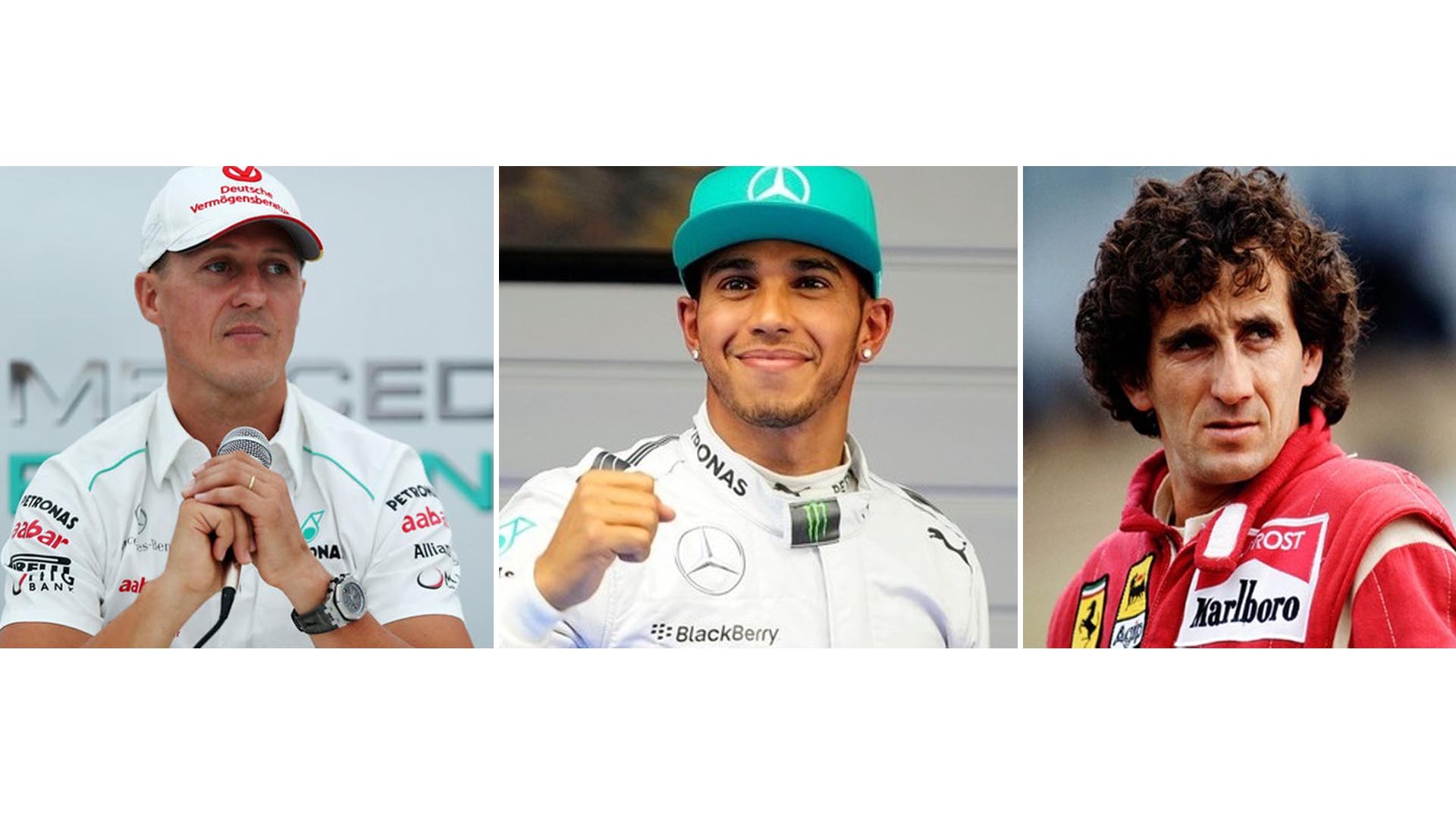 El alemán Michael Schumacher, el británico Lewis Hamilton y el francés Alain Prost, son los pilotos que más victorias tienen en el deporte motor