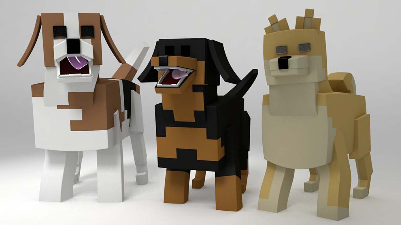 Perros y gatos en "Minecraft"