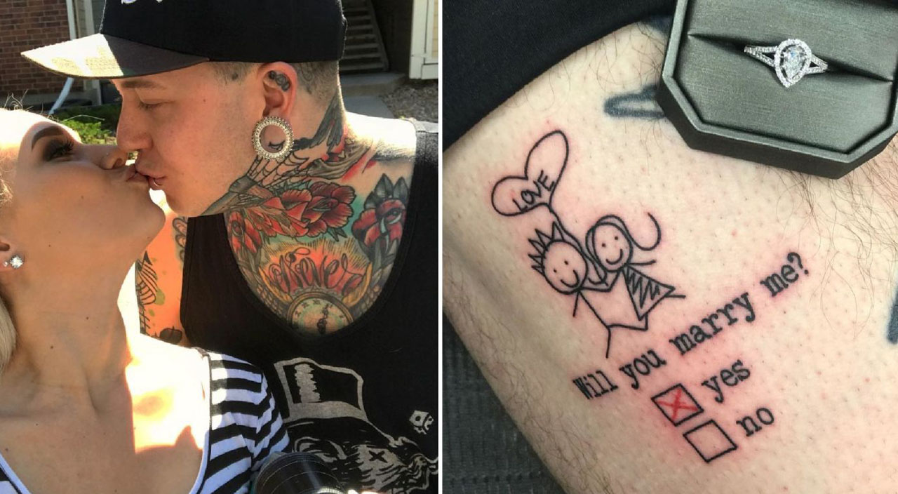 Vinny Smith, un tatuador estadounidense, pidió la mano de su novia a través de una forma bastante original