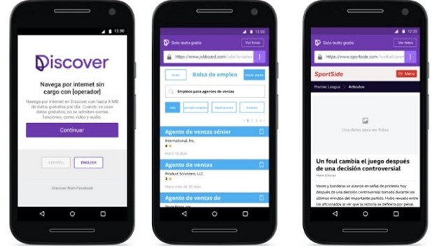 Facebook lanzó Discover, app que permite navegar por webs desde el móvil sin usar datos