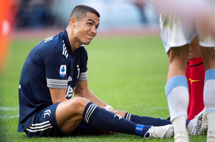 CR7 fue sustituido del partido Lazio-Juventus por problemas en un tobillo