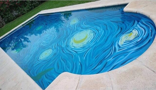 El Sumario - Dos artistas recrearon una piscina inspirada en “La noche estrellada” de Van Gogh