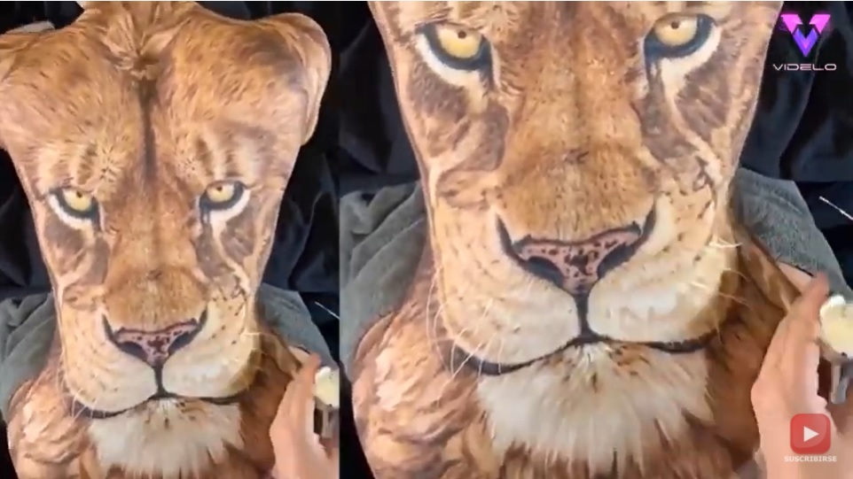 El Sumario - Talentoso artista convierte la espalda de su novia en la cara de un león